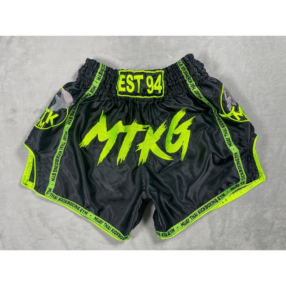 Muay Thai Addict MTKG Gym Fight Shorts Men's Large Black Neon Green Kickboxing